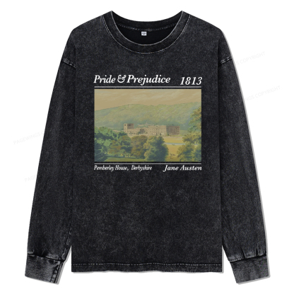 Pagewings Pemberley House Unisex Washed Long Sleeve T-shirt