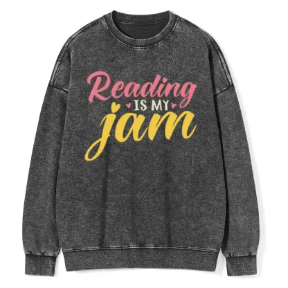 Pagewings Reading is My Jam Unisex Washed Sweatshirt