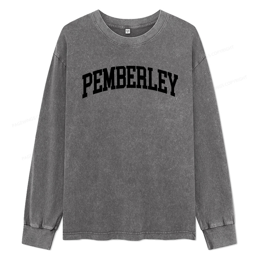 Pagewings Pemberley Bookworm Unisex Washed Long Sleeve T-shirt
