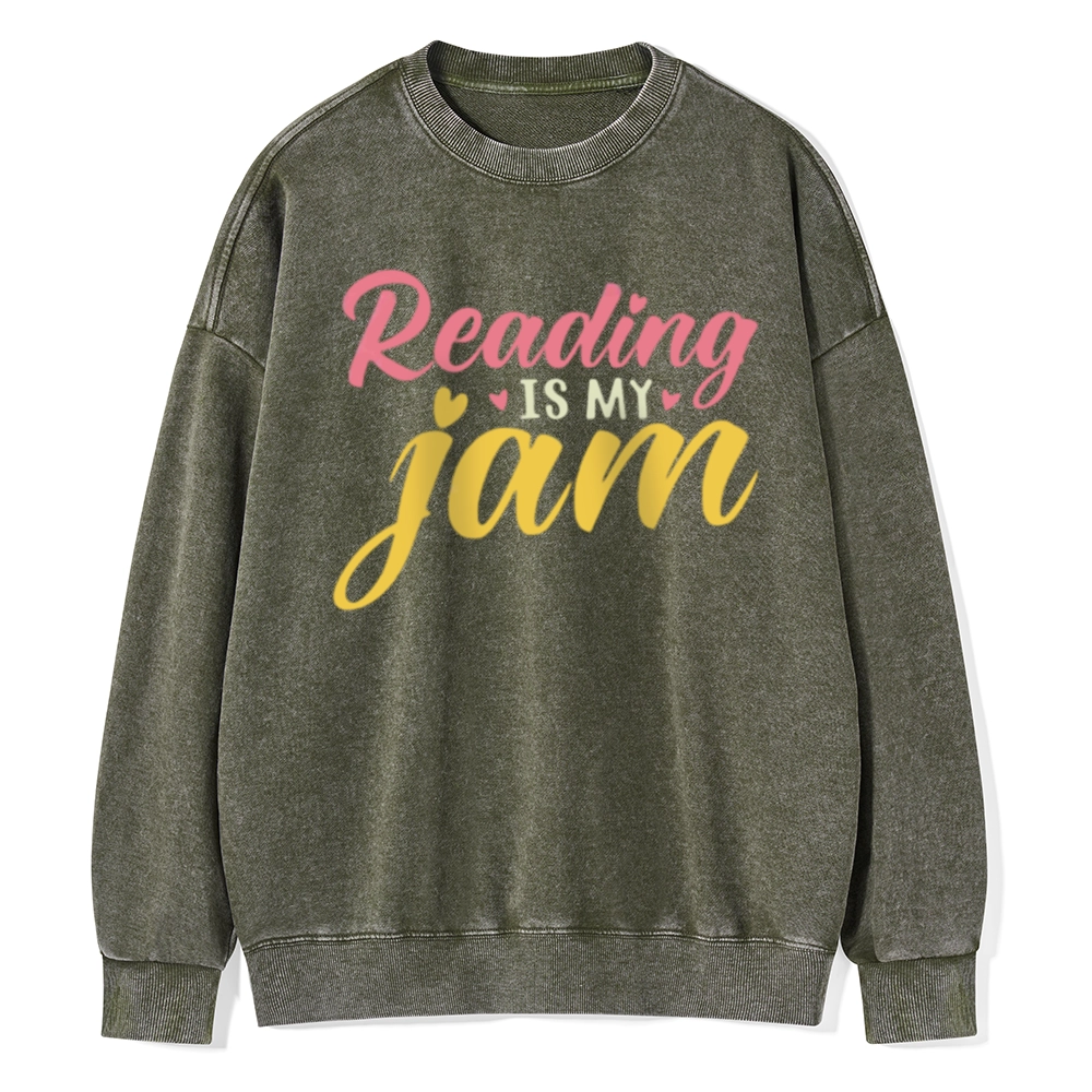 Pagewings Reading is My Jam Unisex Washed Sweatshirt