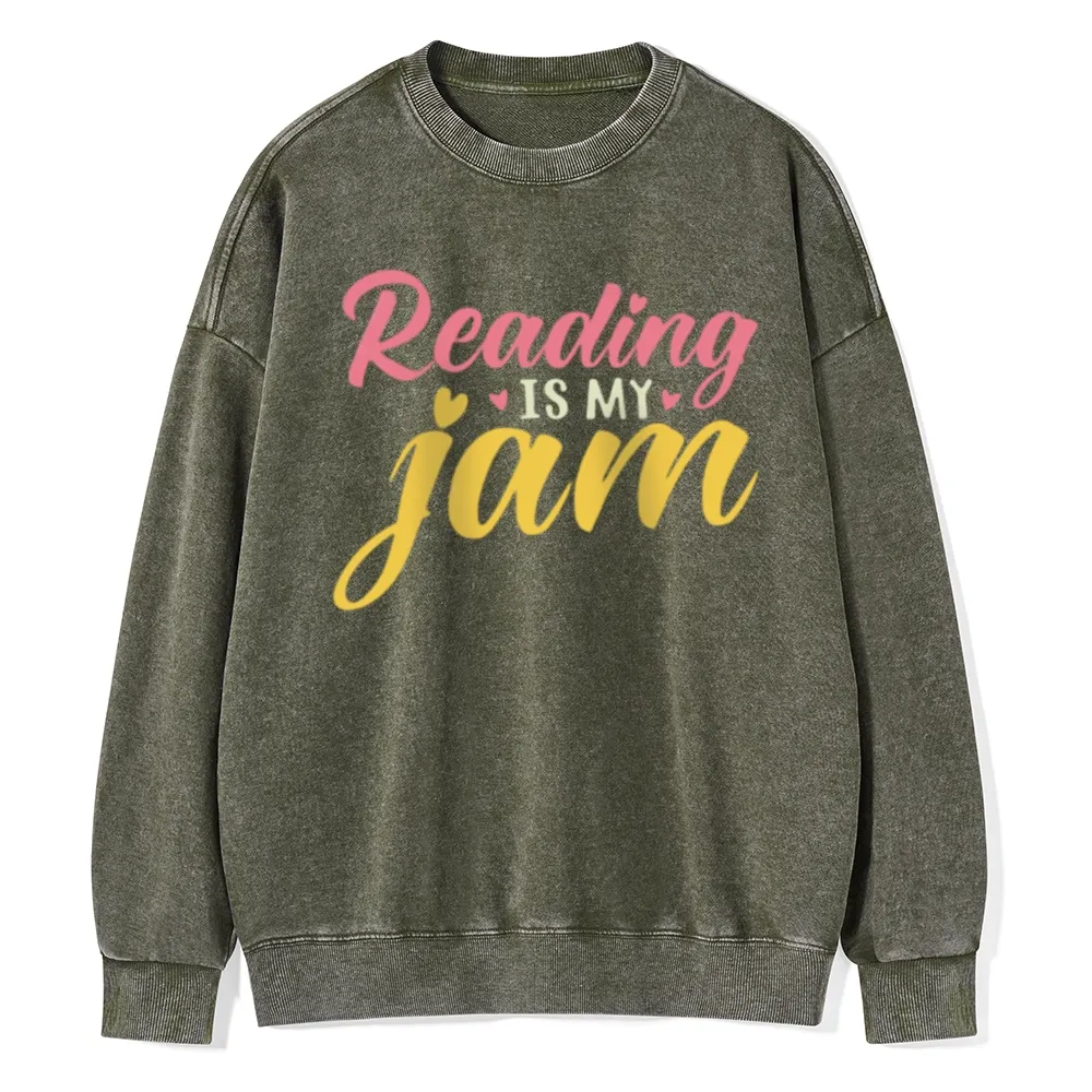 Pagewings Reading is My Jam Unisex Washed Sweatshirt