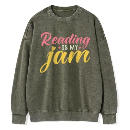 Pagewings Reading is My Jam Unisex Washed Sweatshirt