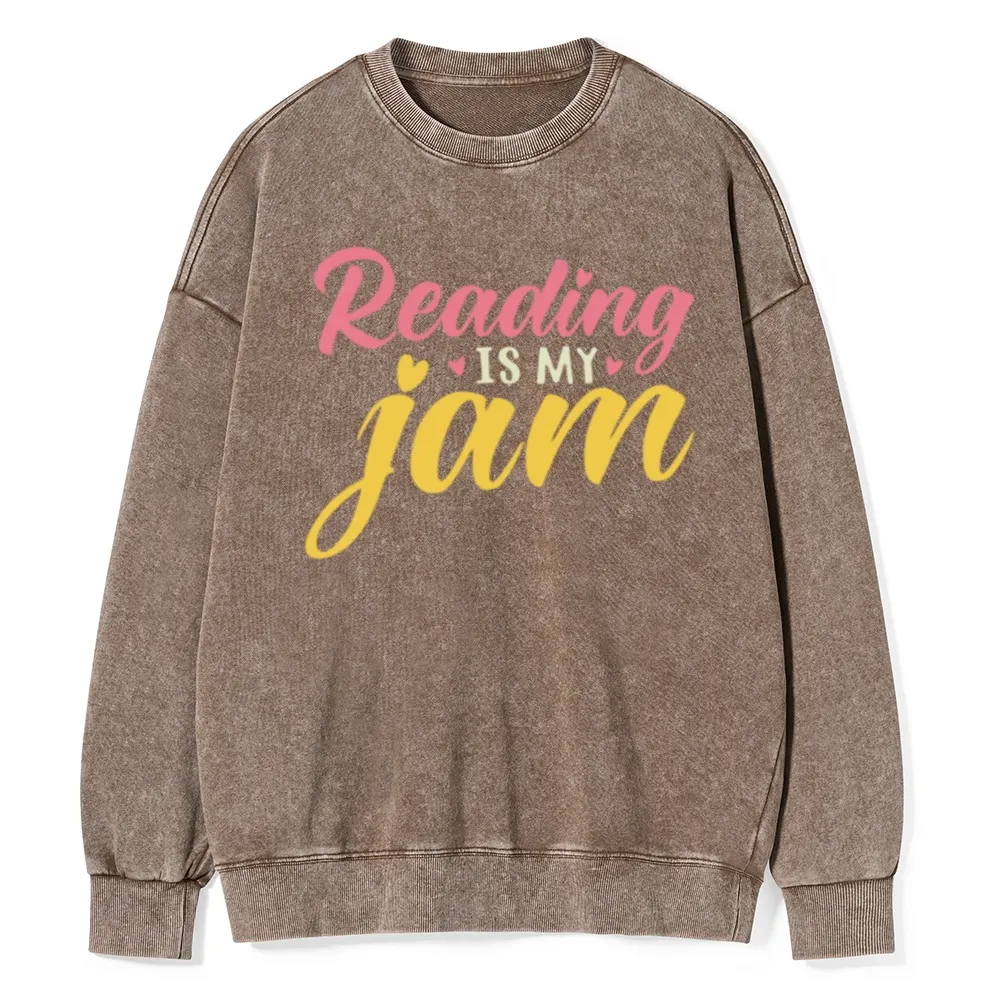 Pagewings Reading is My Jam Unisex Washed Sweatshirt