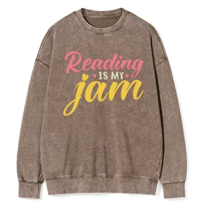Pagewings Reading is My Jam Unisex Washed Sweatshirt