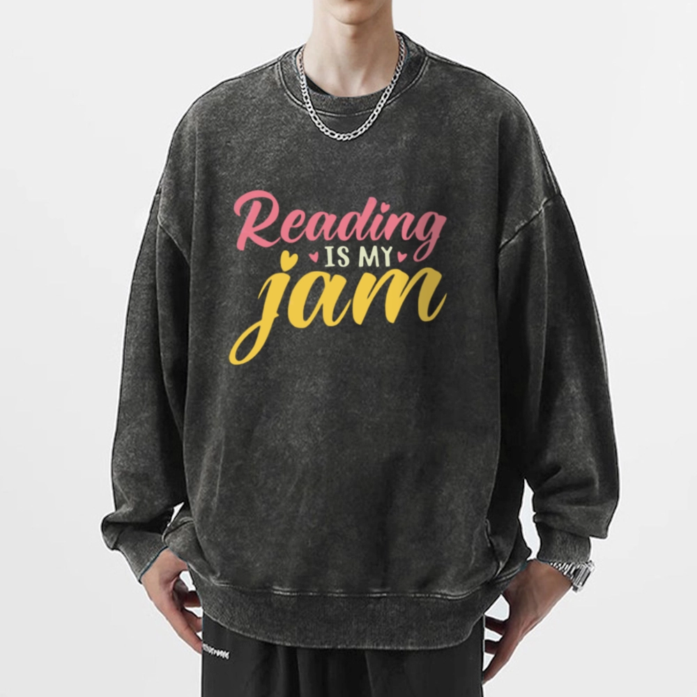 Pagewings Reading is My Jam Unisex Washed Sweatshirt