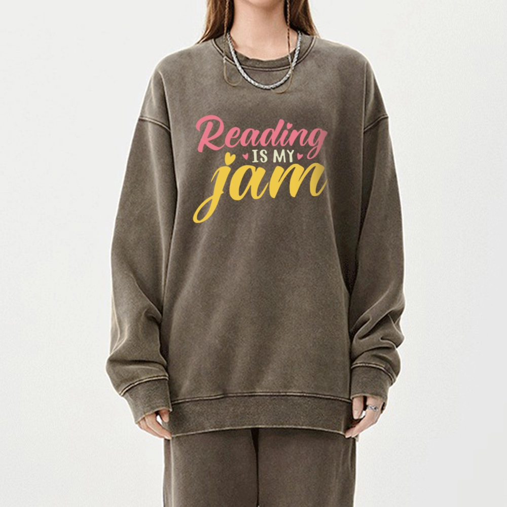 Pagewings Reading is My Jam Unisex Washed Sweatshirt