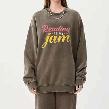 Pagewings Reading is My Jam Unisex Washed Sweatshirt