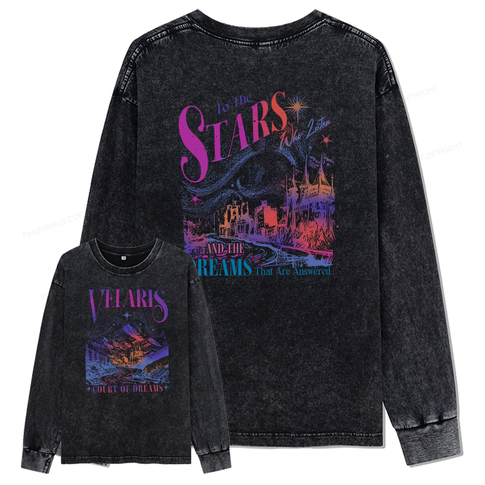 Pagewings Velaris City Of Starlight Unisex Washed Long Sleeve T-shirt