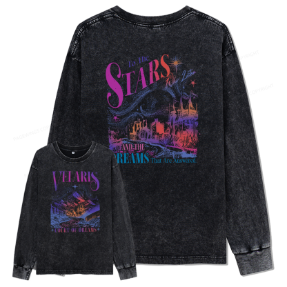 Pagewings Velaris City Of Starlight Unisex Washed Long Sleeve T-shirt
