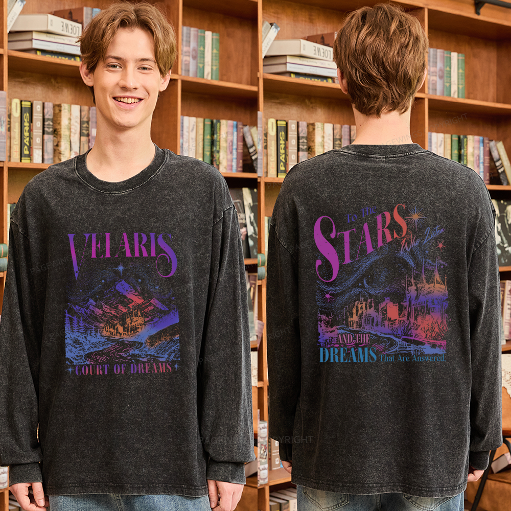Pagewings Velaris City Of Starlight Unisex Washed Long Sleeve T-shirt