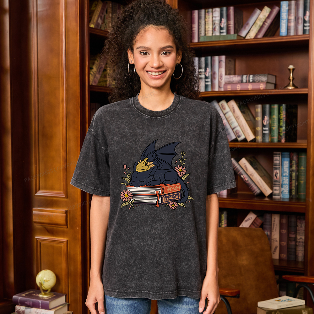 Pagewings Dragon Book Unisex Washed T-shirt