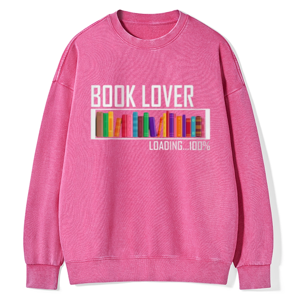 Pagewings Loading Book Lover 100% Unisex Washed Sweatshirt