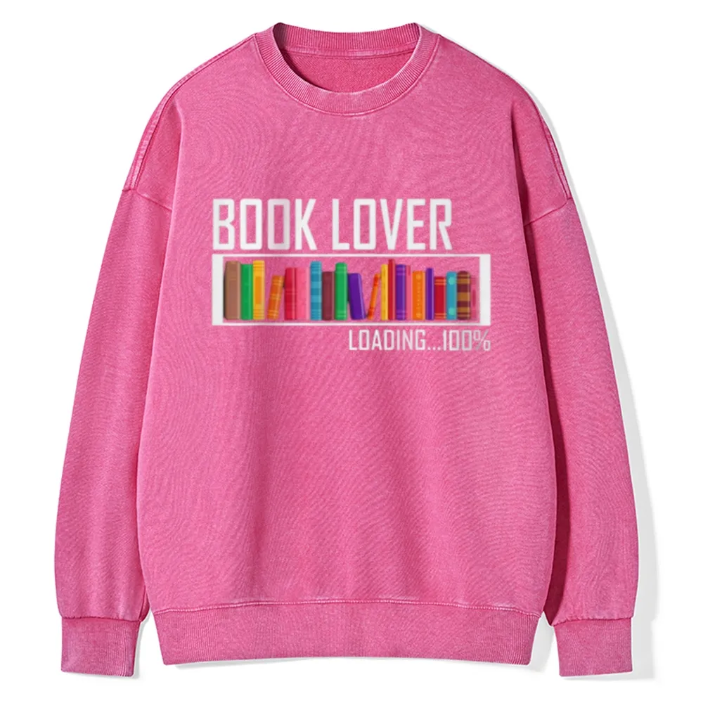 Pagewings Loading Book Lover 100% Unisex Washed Sweatshirt