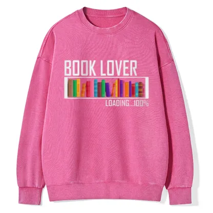 Pagewings Loading Book Lover 100% Unisex Washed Sweatshirt