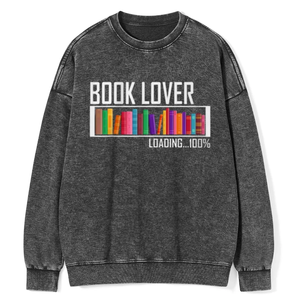 Pagewings Loading Book Lover 100% Unisex Washed Sweatshirt