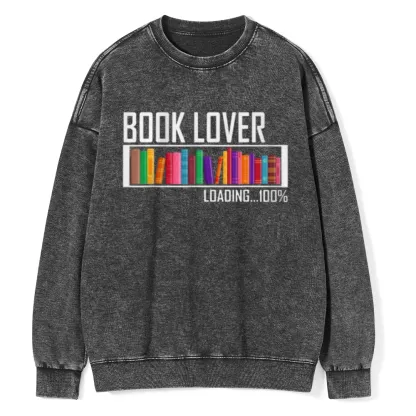 Pagewings Loading Book Lover 100% Unisex Washed Sweatshirt