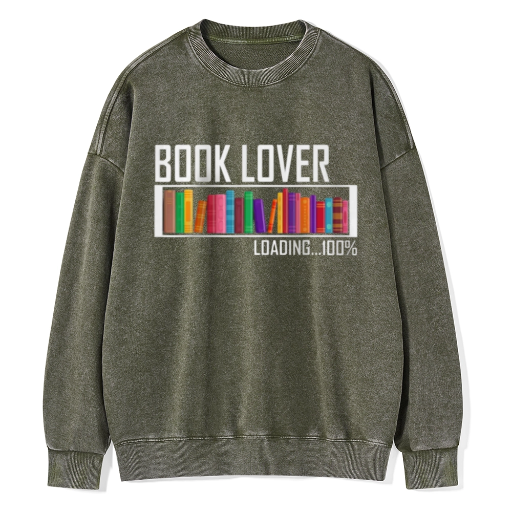 Pagewings Loading Book Lover 100% Unisex Washed Sweatshirt