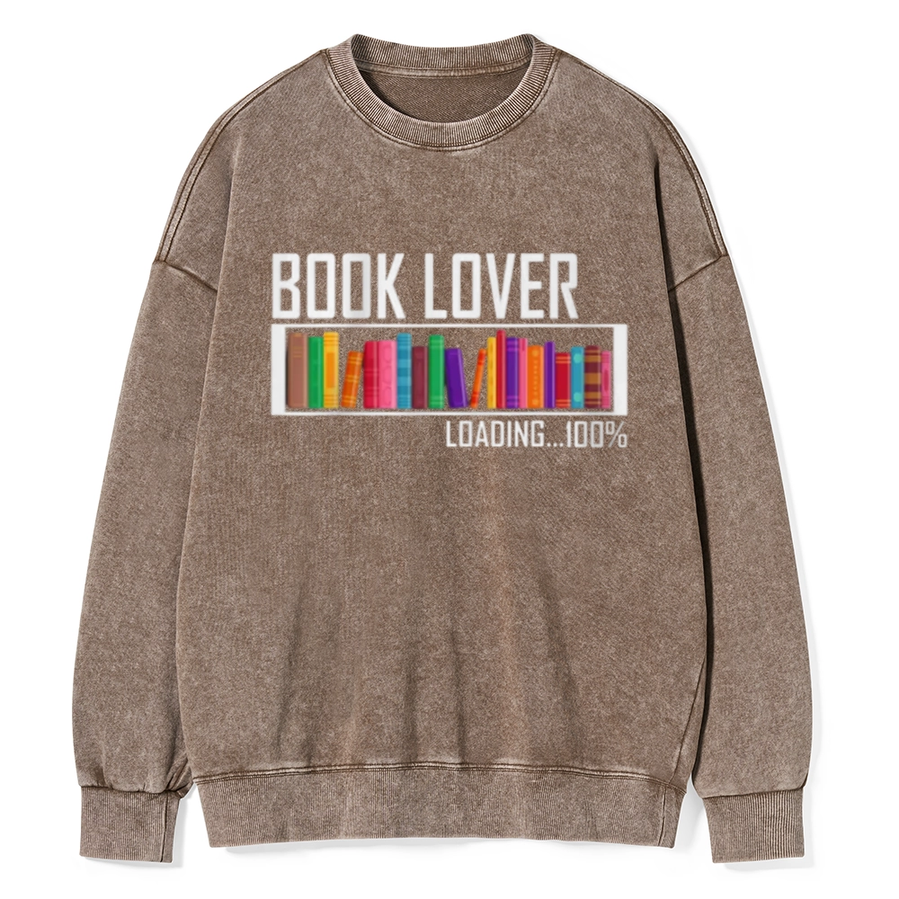 Pagewings Loading Book Lover 100% Unisex Washed Sweatshirt