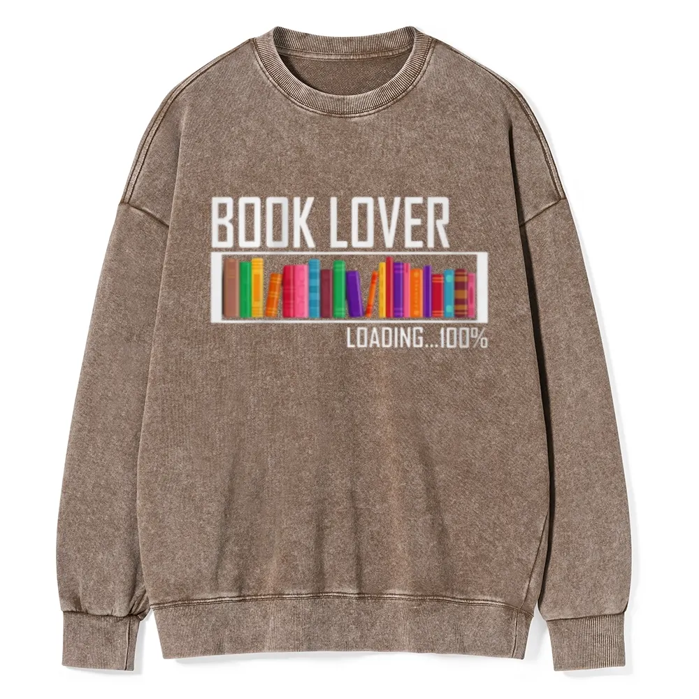 Pagewings Loading Book Lover 100% Unisex Washed Sweatshirt