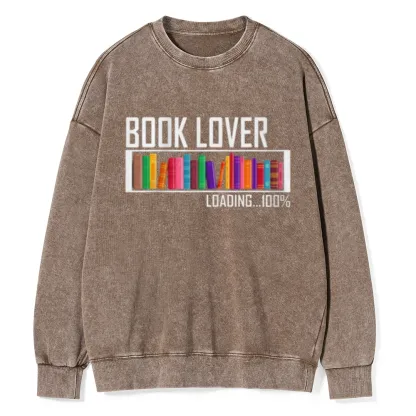 Pagewings Loading Book Lover 100% Unisex Washed Sweatshirt