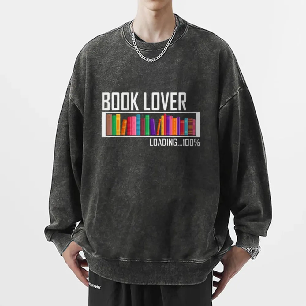 Pagewings Loading Book Lover 100% Unisex Washed Sweatshirt