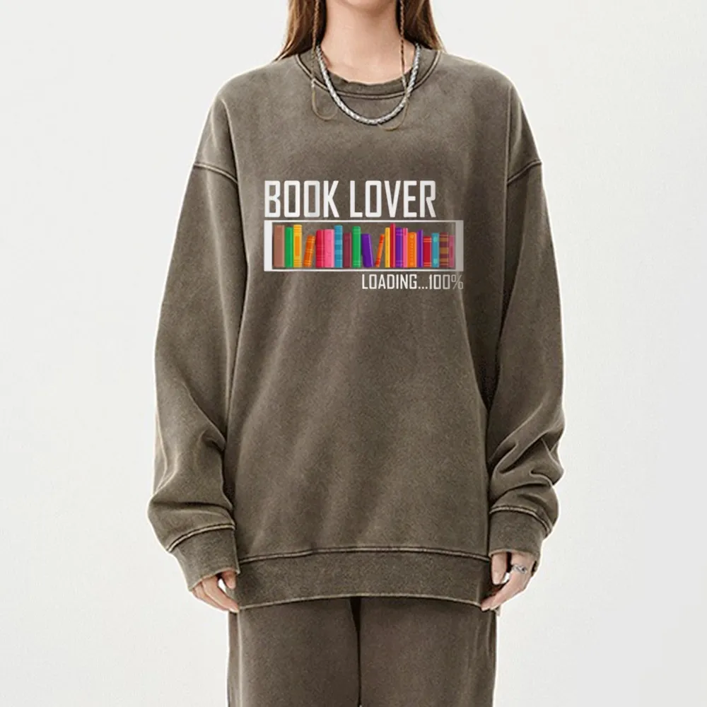 Pagewings Loading Book Lover 100% Unisex Washed Sweatshirt