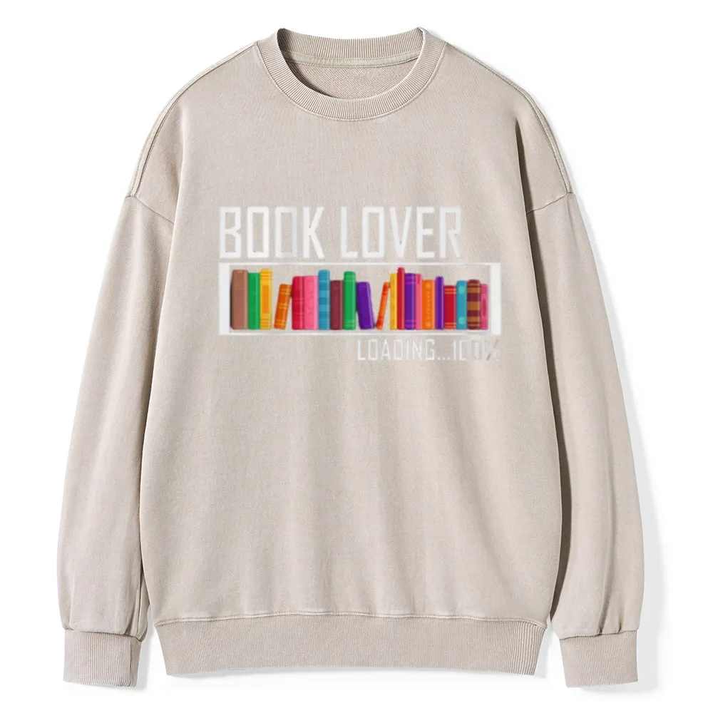 Pagewings Loading Book Lover 100% Unisex Washed Sweatshirt