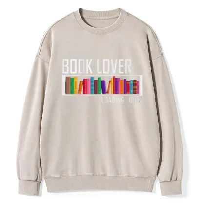 Pagewings Loading Book Lover 100% Unisex Washed Sweatshirt