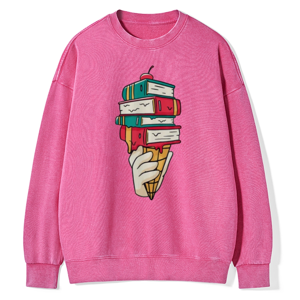 Pagewings Book Ice Cream Unisex Washed Sweatshirt