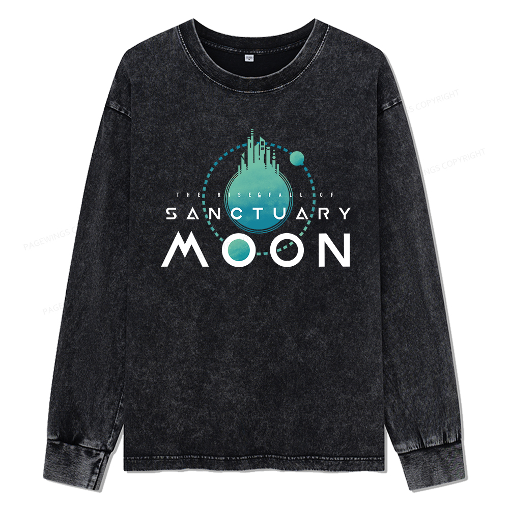 Pagewings Sanctuary Moon Unisex Washed Long Sleeve T-shirt