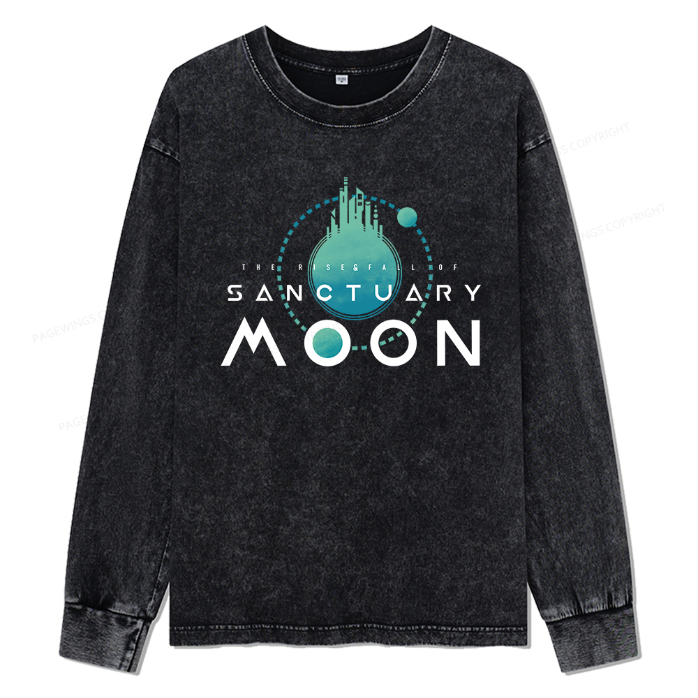 Pagewings Sanctuary Moon Unisex Washed Long Sleeve T-shirt