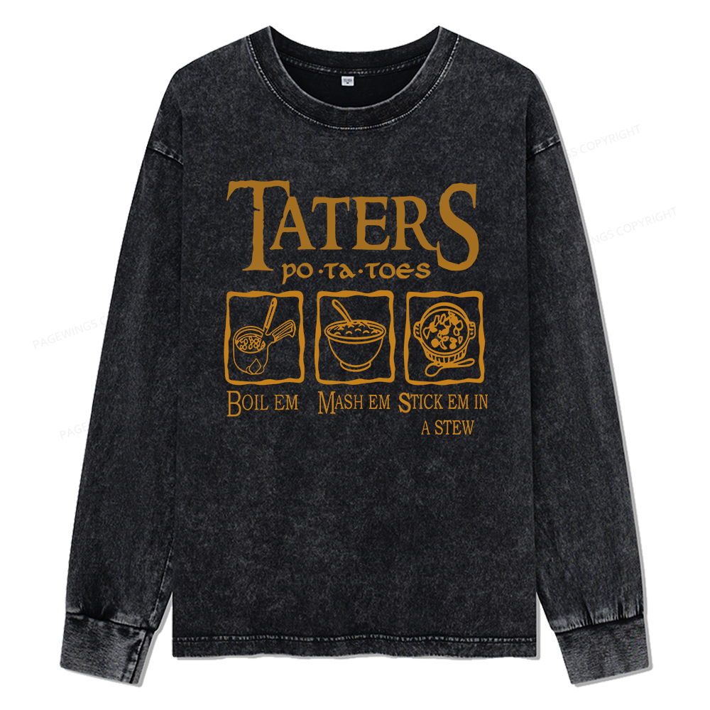 Pagewings Taters PoTaToes Unisex Washed Long Sleeve T-shirt
