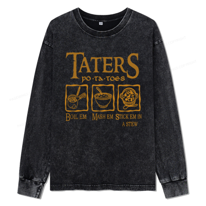 Pagewings Taters PoTaToes Unisex Washed Long Sleeve T-shirt