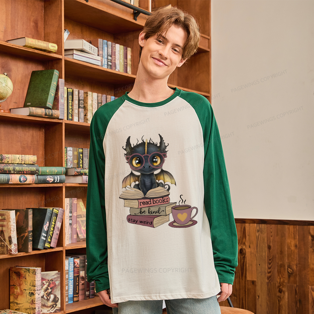 Pagewings Fantasy Reading Dargon Long Sleeve Raglan T-shirt