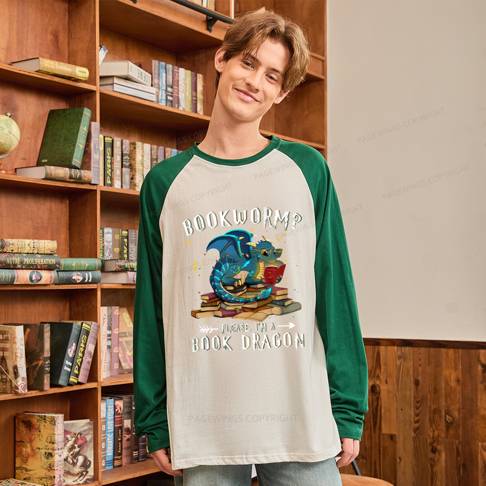 Pagewings Dragon Book Long Sleeve Raglan T-shirt
