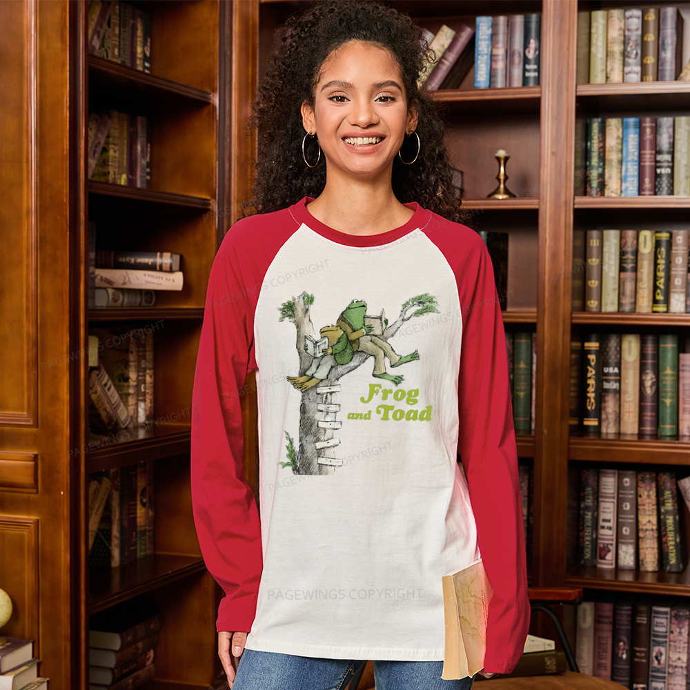 Pagewings The Growing Frog Old Book Long Sleeve Raglan T-shirt