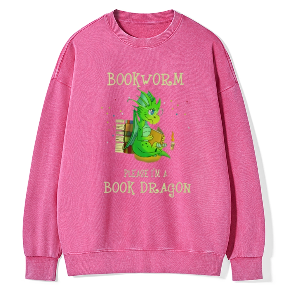 Pagewings Bookworm Please I'm A Book Dragon Unisex Washed Sweatshirt