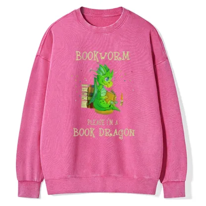 Pagewings Bookworm Please I'm A Book Dragon Unisex Washed Sweatshirt