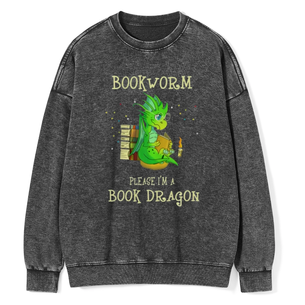 Pagewings Bookworm Please I'm A Book Dragon Unisex Washed Sweatshirt