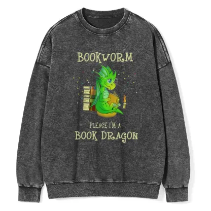Pagewings Bookworm Please I'm A Book Dragon Unisex Washed Sweatshirt