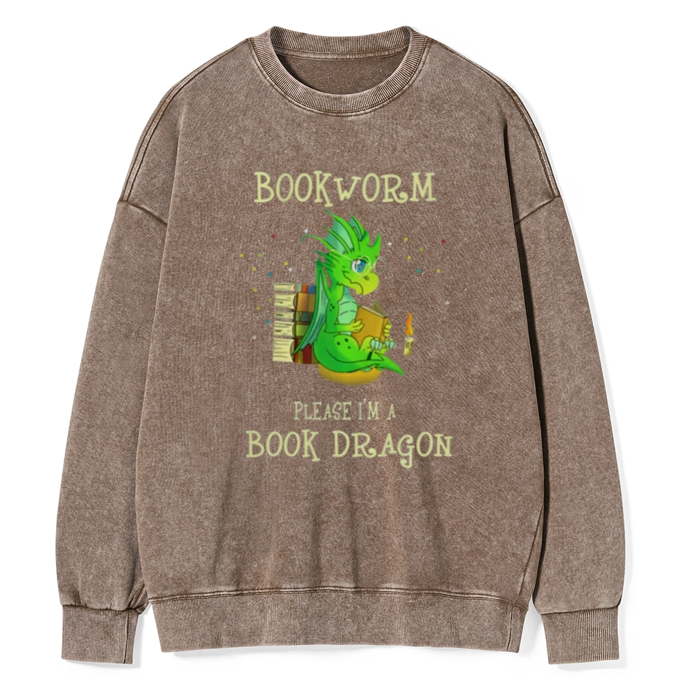 Pagewings Bookworm Please I'm A Book Dragon Unisex Washed Sweatshirt