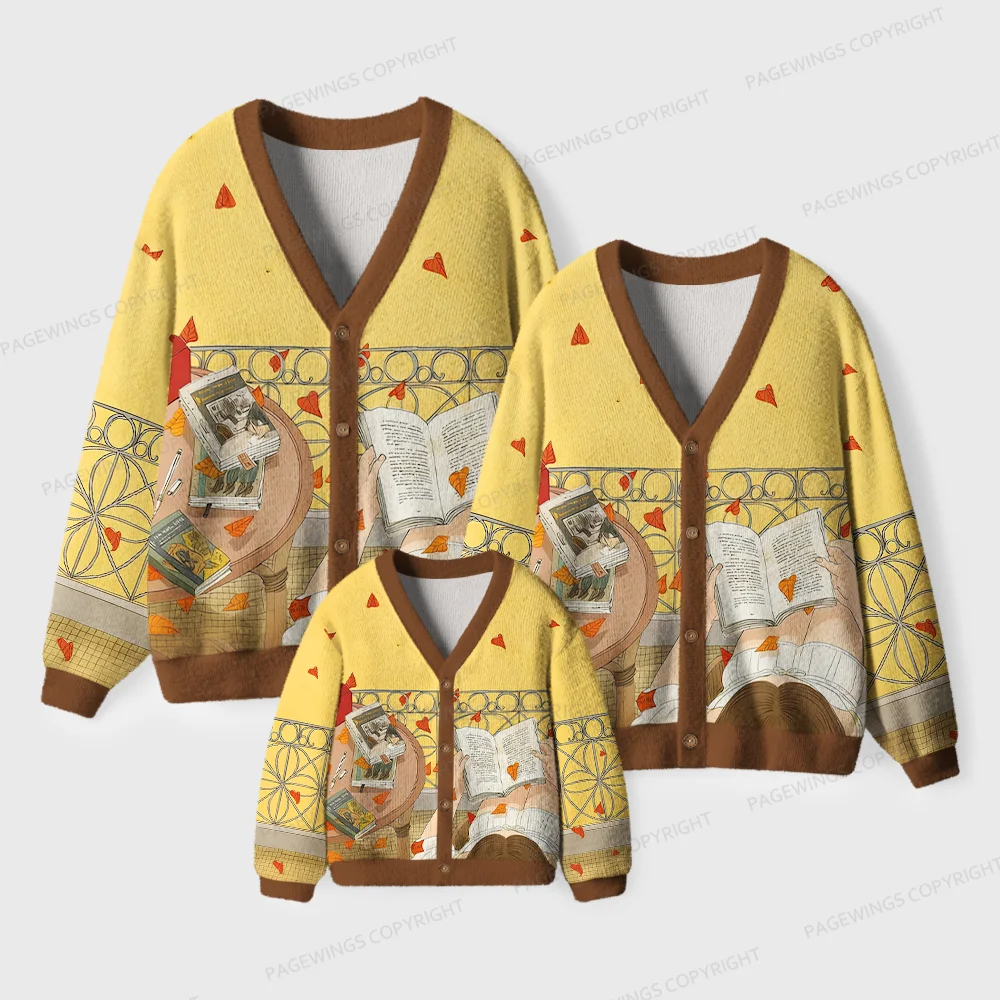 Pagewings Book Girl  Unisex Ugly Cardigan Sweaters