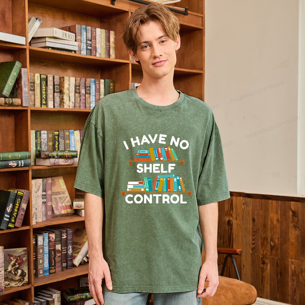 Pagewings I Have No Shelf Control Unisex Washed T-shirt
