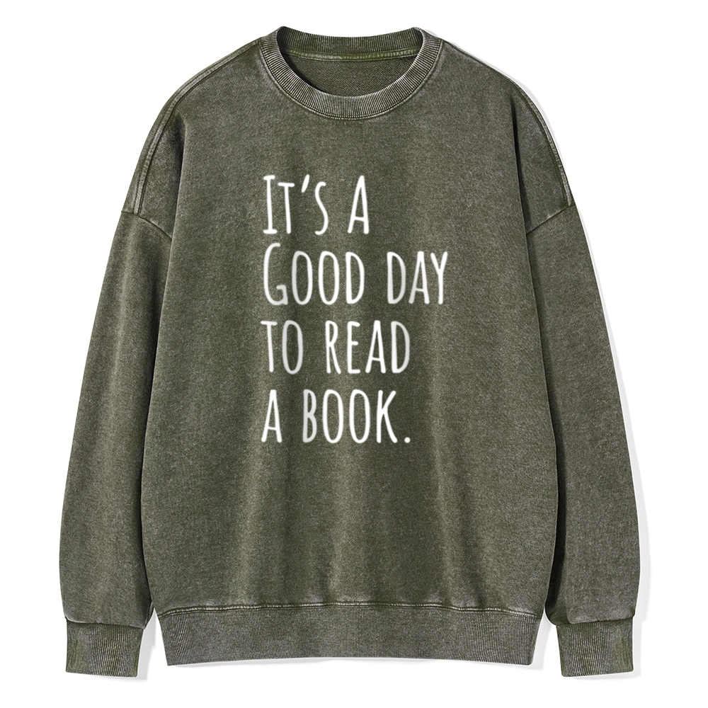 Pagewings It's A Good Day To Read A Book Unisex Washed Sweatshirt