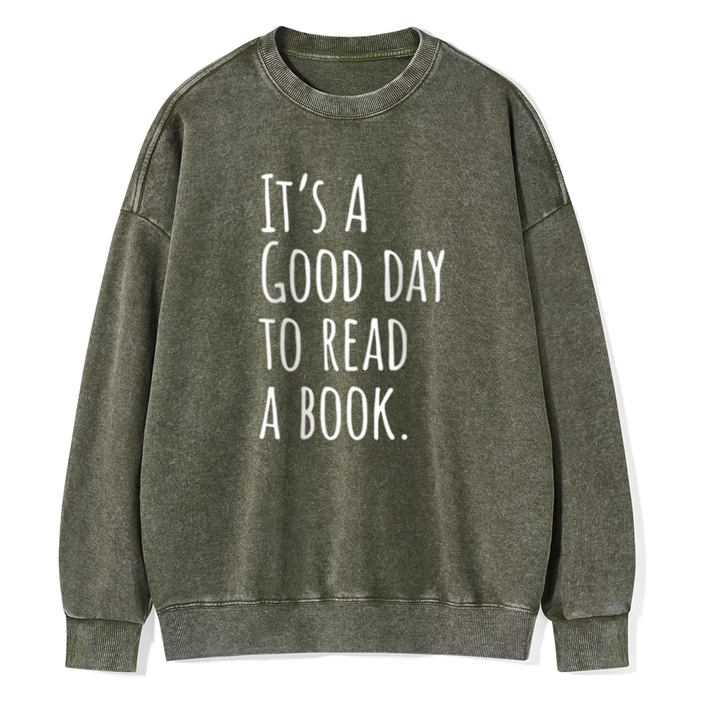 Pagewings It's A Good Day To Read A Book Unisex Washed Sweatshirt