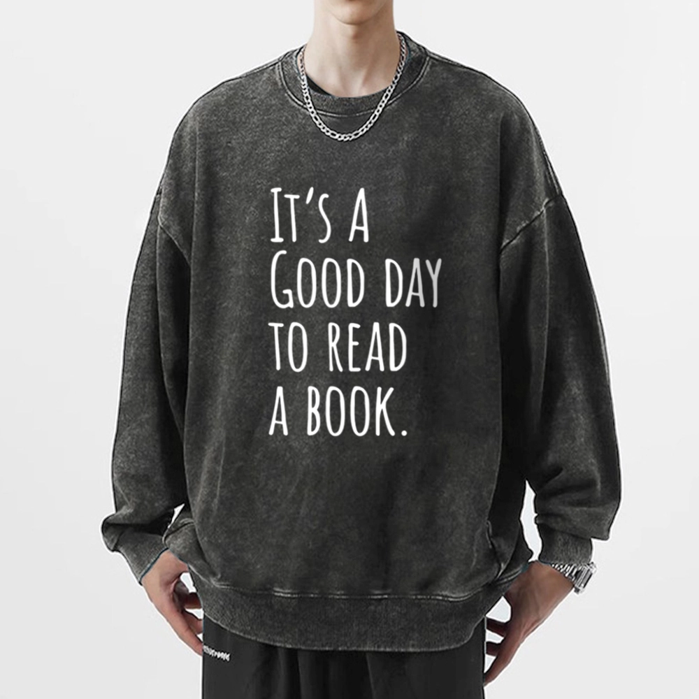 Pagewings It's A Good Day To Read A Book Unisex Washed Sweatshirt