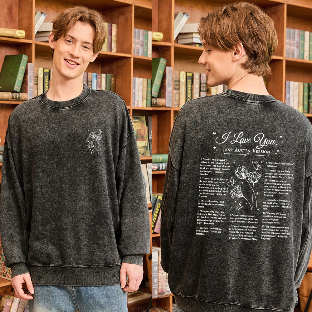 Pagewings I Love You in Book Quotes Unisex Washed Sweatshirt