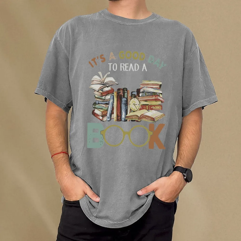 Pagewings It’s a Good Day to Read a Book Unisex Washed T-shirt
