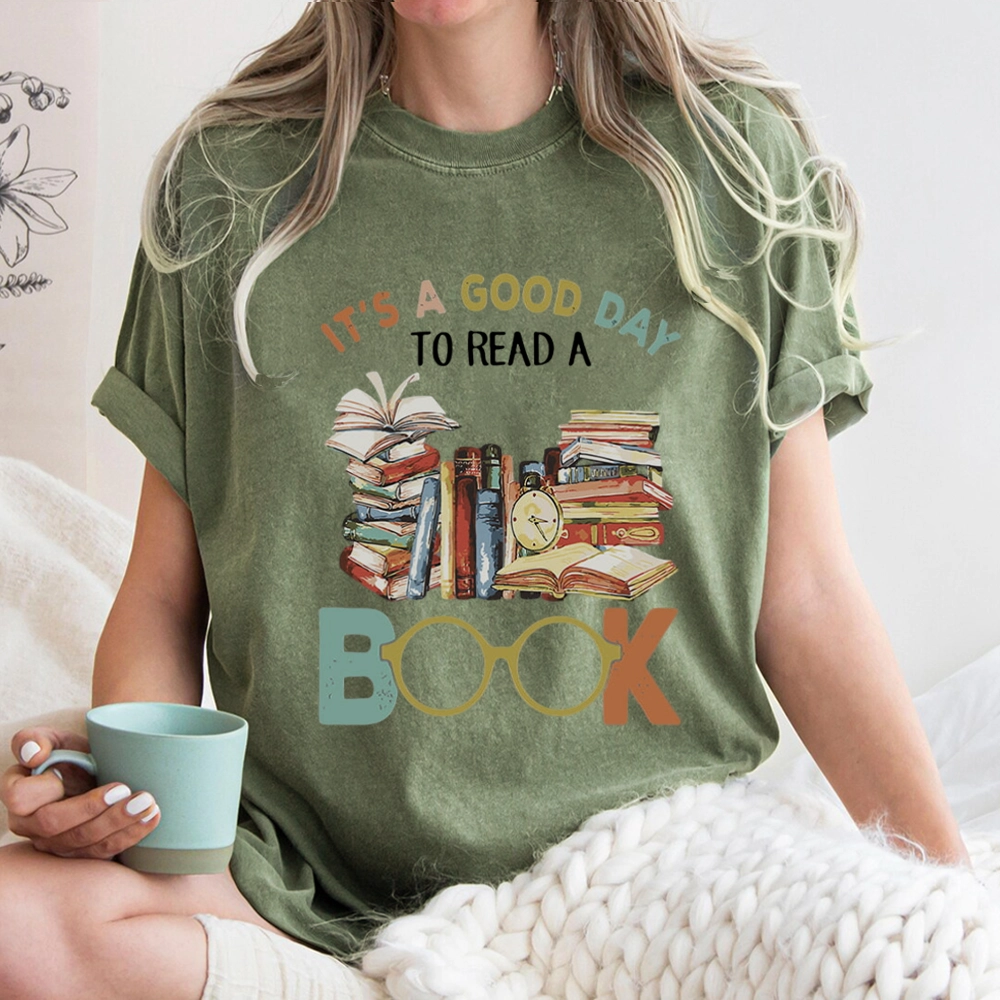 Pagewings It’s a Good Day to Read a Book Unisex Washed T-shirt