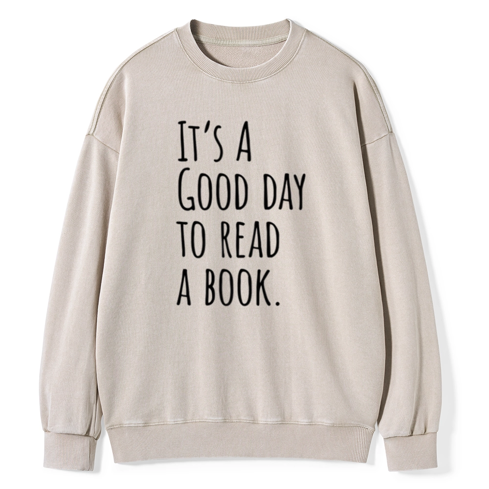 Pagewings It's A Good Day To Read A Book Unisex Washed Sweatshirt